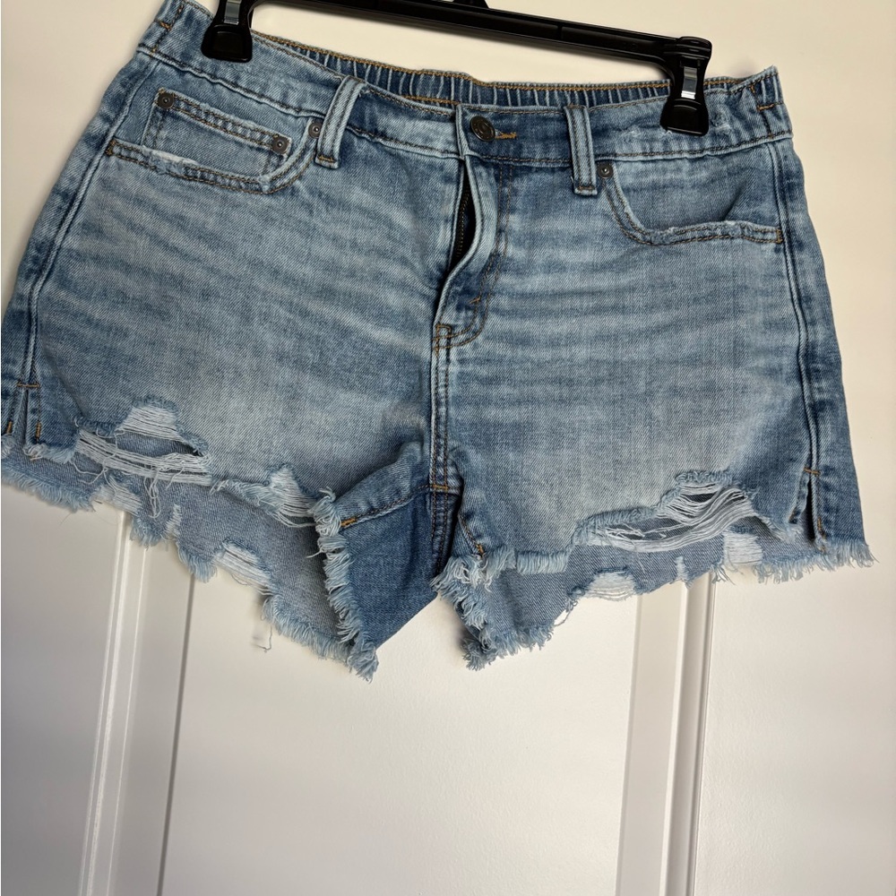 aerie Light Blue Distressed Denim Jean Shorts